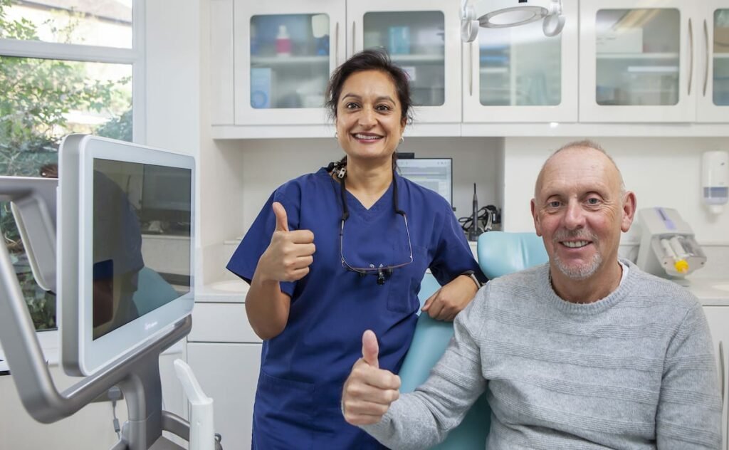 happy photo of implant patient