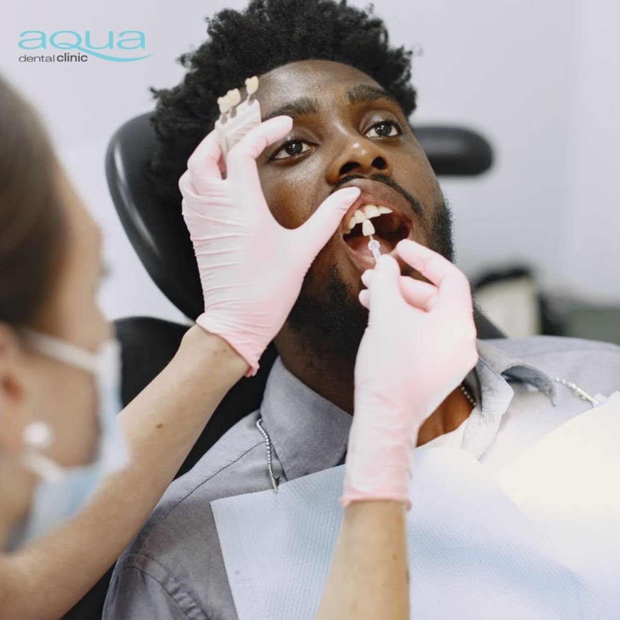 patient being fitted with veneers photo